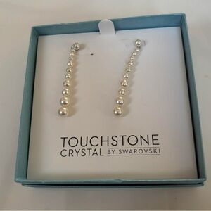 Touchstone Crystal Silver Pearl Cascade Earrings